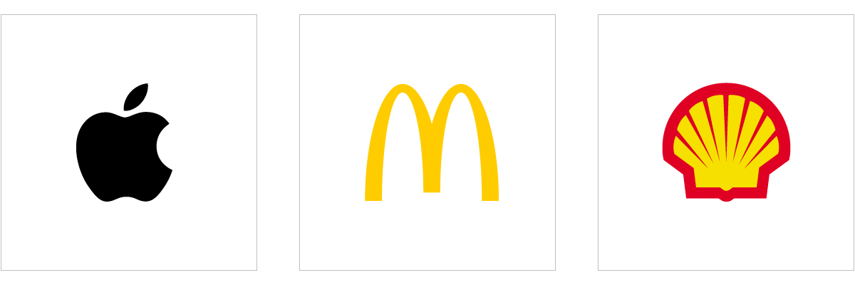 Bildmarken Apple, McDonald’s und Shell
